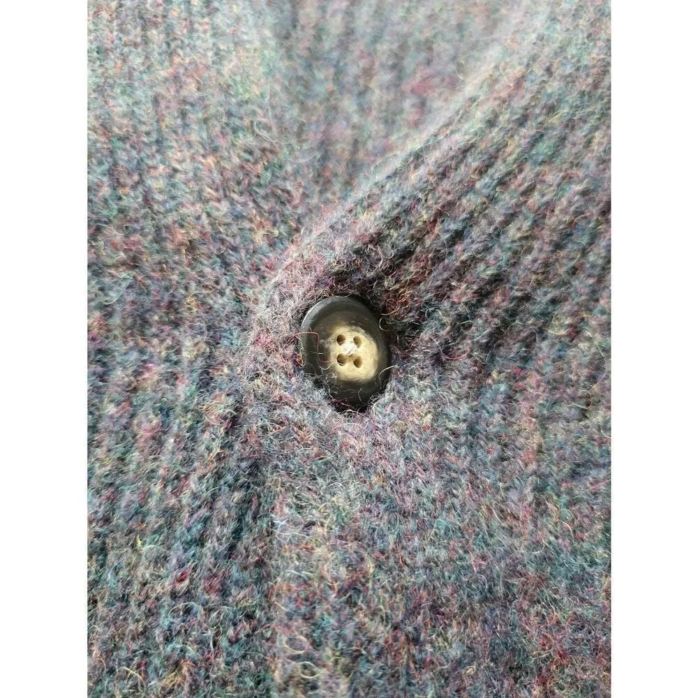 Vintage Eddie Bauer Sweater Men's Large Multicolor Cardigan Wool Grandpa Cozy